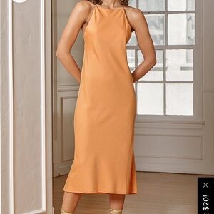 Orange Lulu’s Satin Midi Dress
